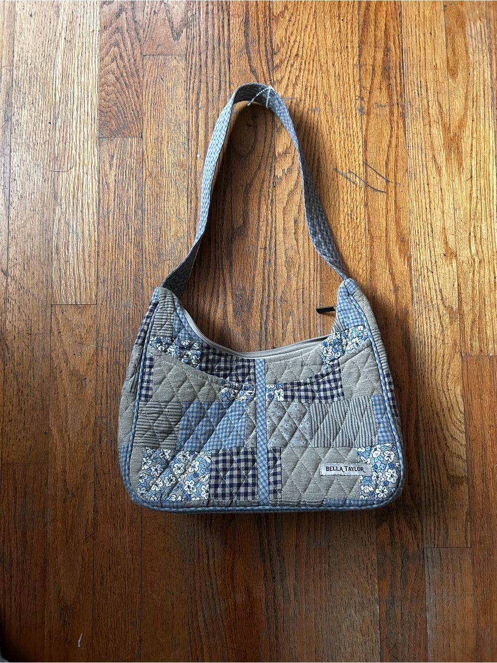 Bella Taylor Blue Patchwork Quilted Shoulder Bag